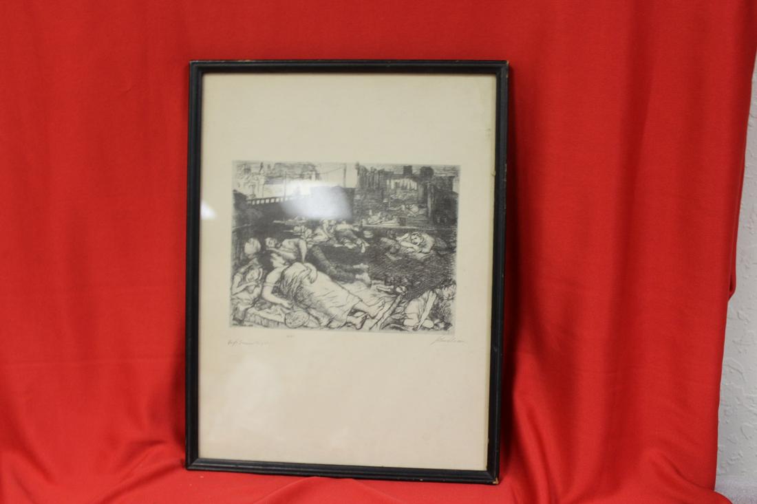 A Print of an Etching John Sloan: overall= 12 1/2" x 9 1/2"