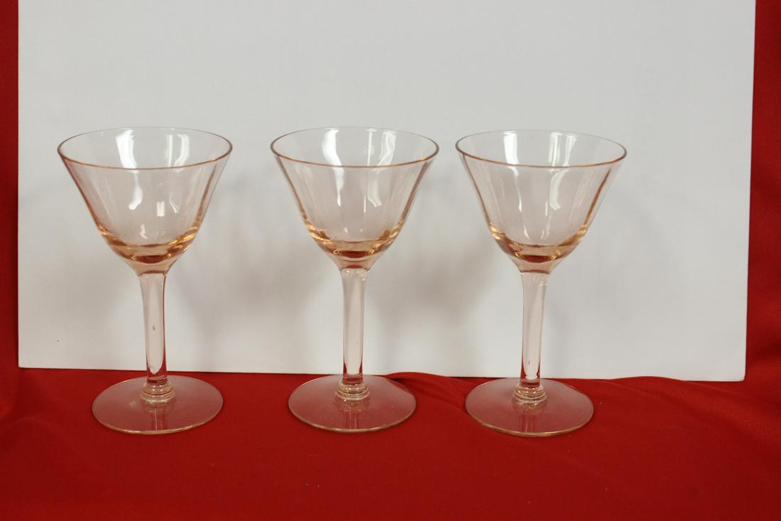 Lot of 3 Wine Glasses: Probably depression period - 4 1/2" tall