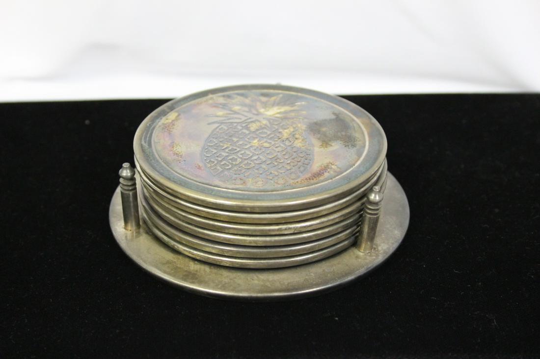 Set of 6 Pineapple Silverplated Coasters: each coaster 3 3/4" in diameter
