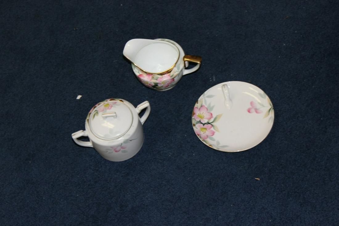 An Azalea Pattern Creamer and Sugar and Nut Dish: Various Noritake Marks as shown