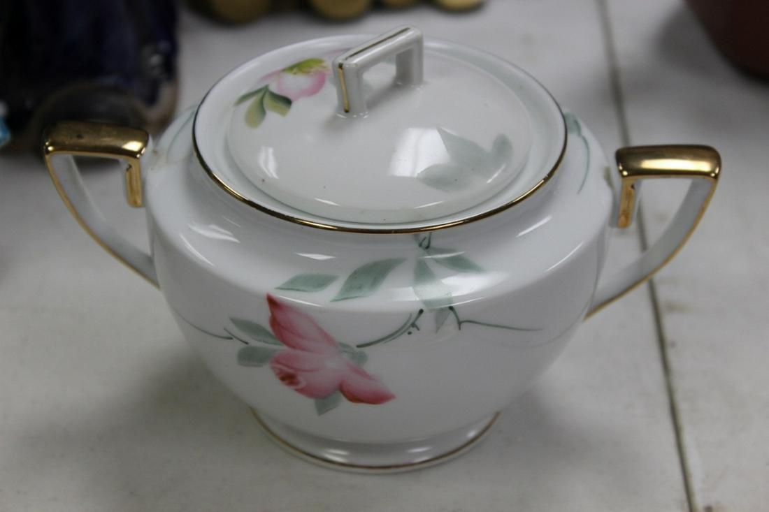 A Noritake Azalea Pattern Sugar Container: 6 1/4 inches long from handle to handle