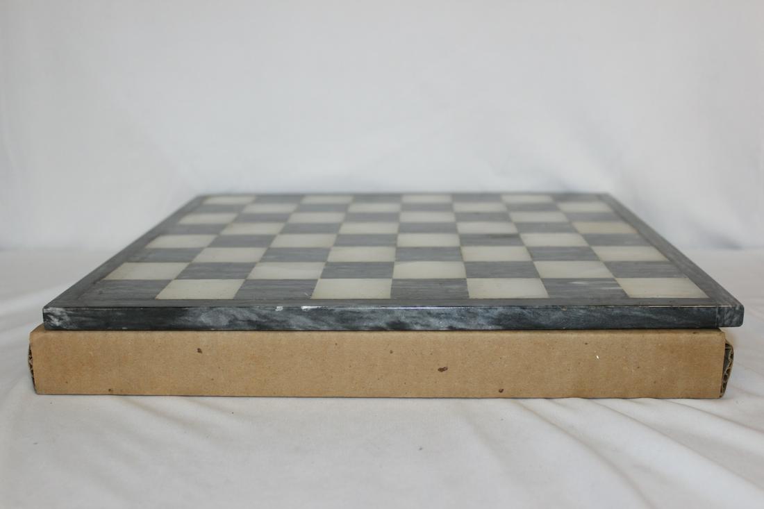 An Onyx Chess Set: board= 13 1/2" square - tallest piece= 3 3/4" tall