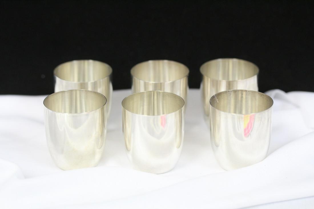 Wilkens Sohne 800 Silver Cups: Set of 6 - mid century, modern - "San Marco" pattern - 7836 Mark - very rare