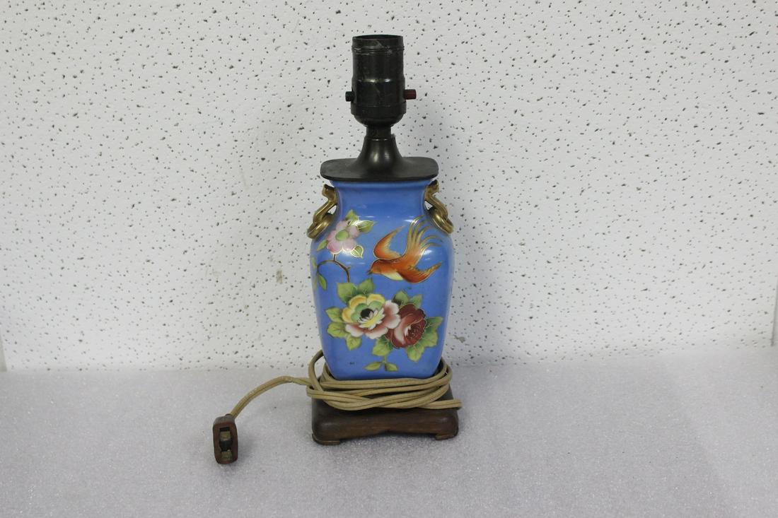 A Vintage Ceramic Chinese Vase: Turned into a lamp - overall= 10 1/4" tall