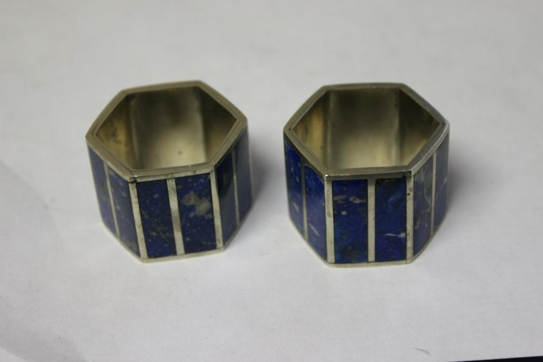 A Pair of Inlaid Napkin Rings: as shown on photos