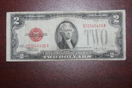 A 1928 Red Seal $2.00 Note: as shown