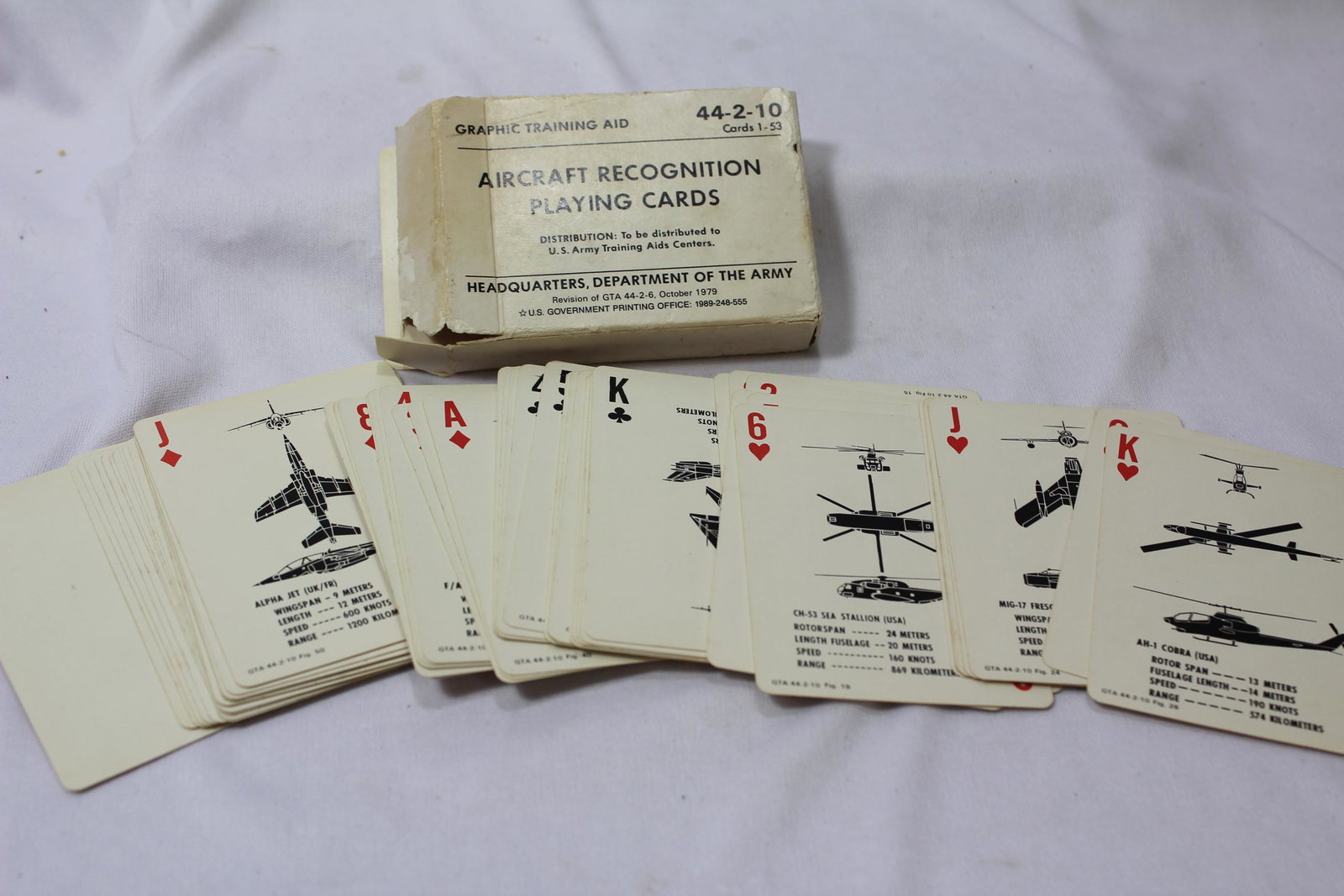 US Aircraft Recognition Playing Cards: total of 56 cards - as shown