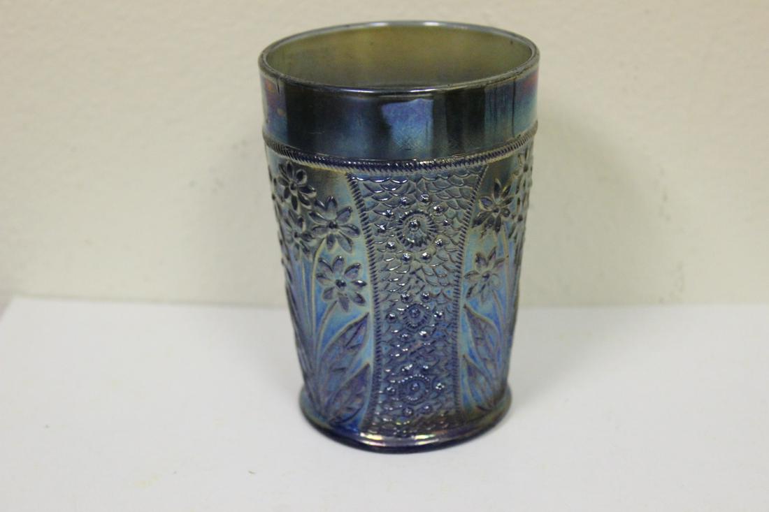 A Carnival Glass Tumbler: 4" tall