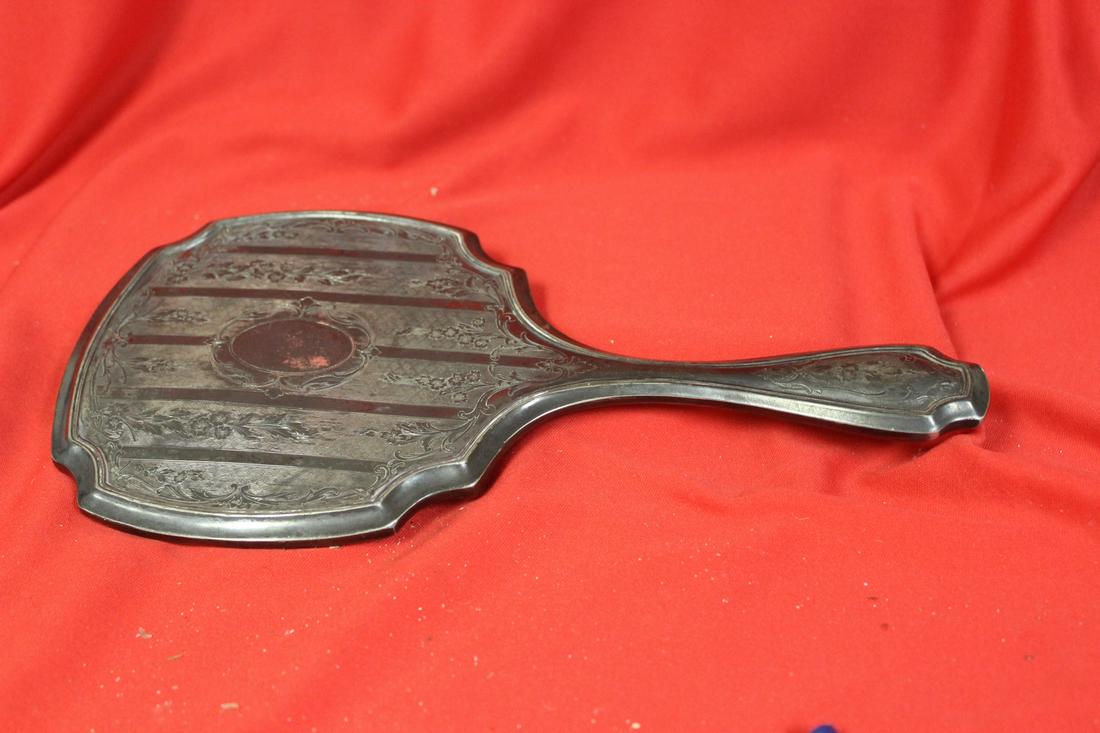 A Silverplated Mirror: needs polishing - 10 3/4" long