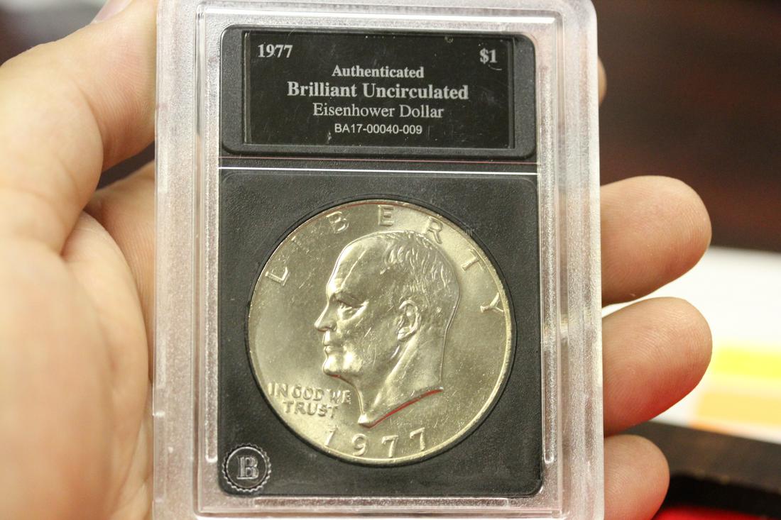 A 1977 Slabbed Eisenhower Dollar: as shown