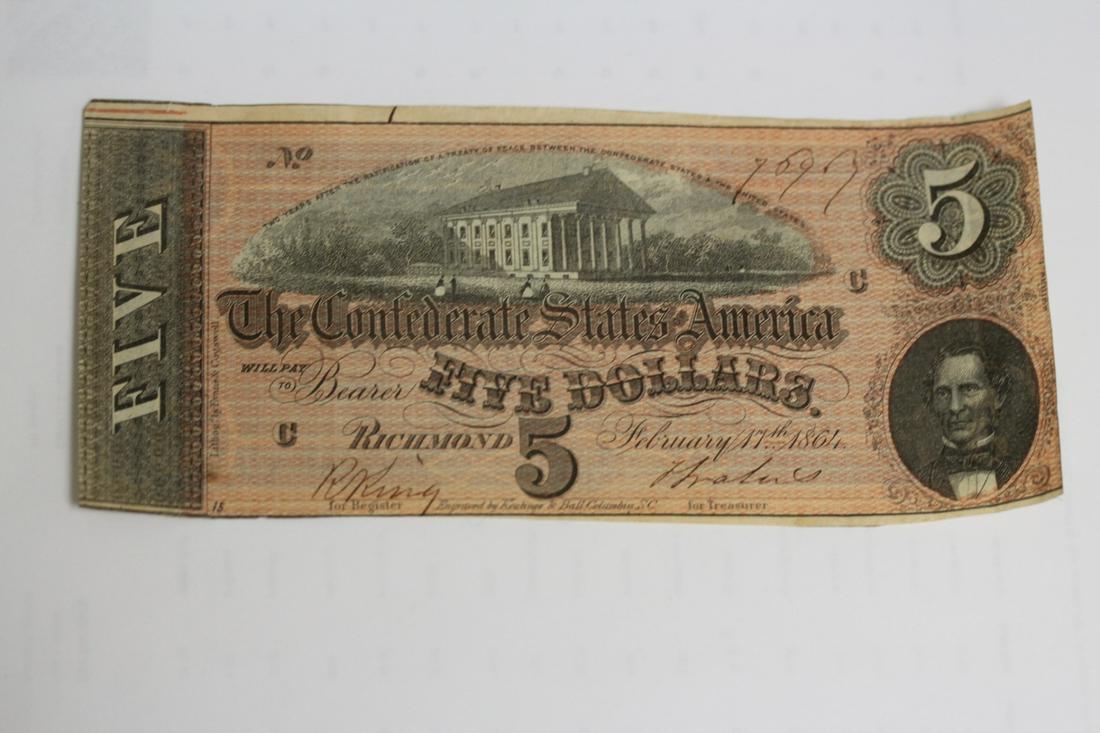 A Confederated $5.00 Note: Richmond, VA - Rare
