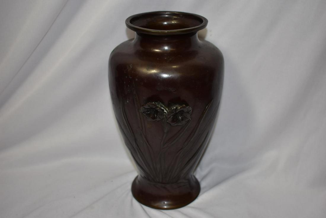 A Japanese Bronze Vase: Meiji period - 9 5/8" tall