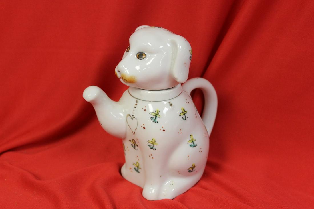 A Dog Form Teapot: Made in China - 6 1/4" tall