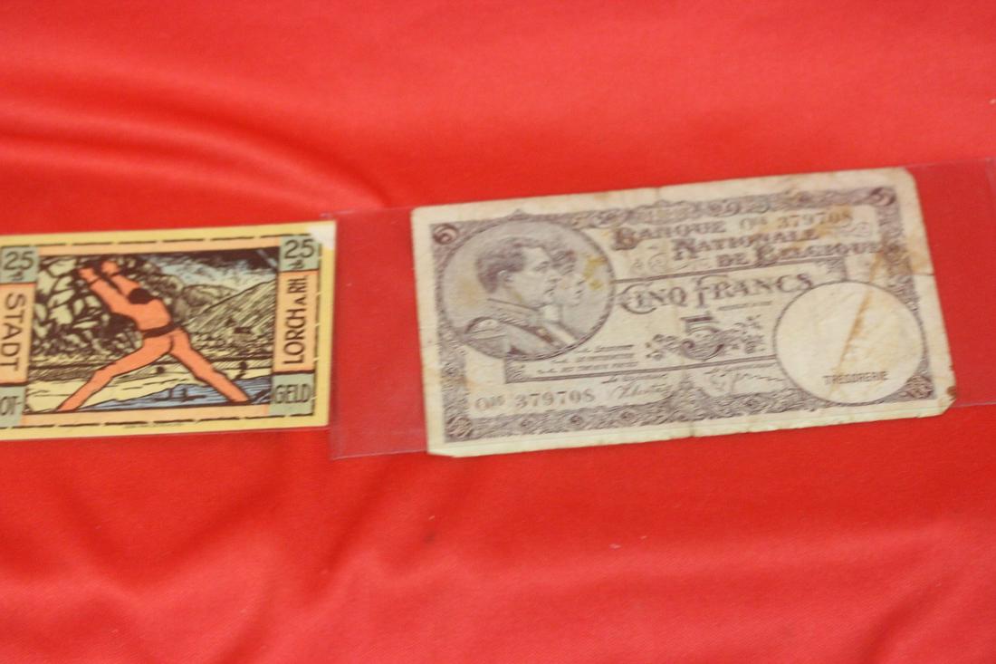 Lot of Two Foreign Currencies: An 1888 Belgium Five Francs - and a German Emergency Note