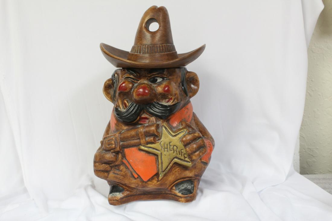 A Cowboy Cookie Jar: 12 3/8" tall