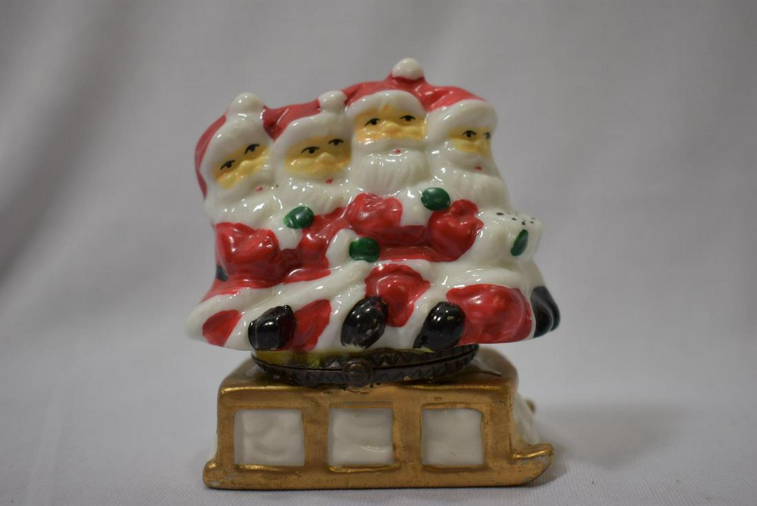 A Santa Ceramic Trinket Box: 2 7/8" wide