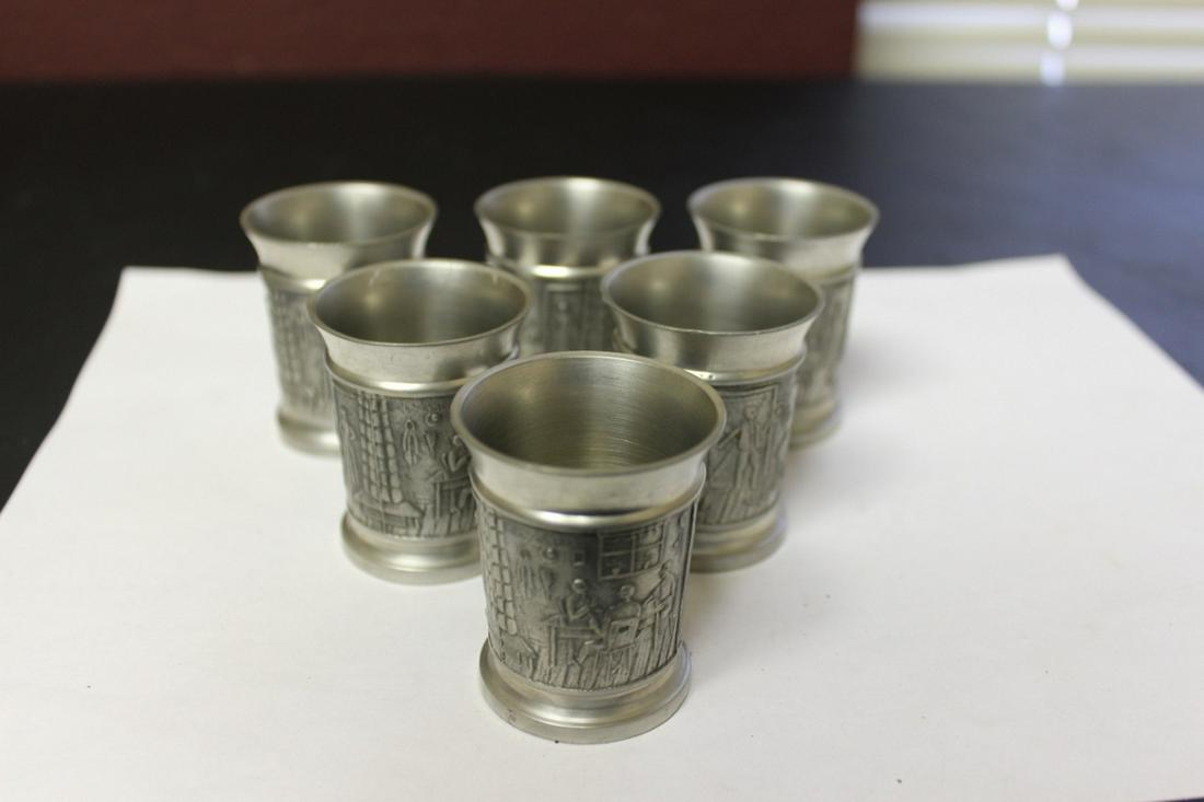 A Set of 6 Zinn (Germany) Pewter Shot Glasses: as shown on photos