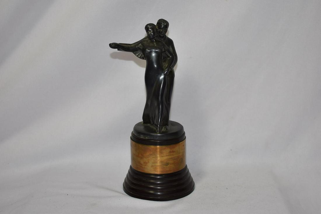 A Deco Bakelite Trophy?: do not know if it is bakelite or hard plastic - 7 1/2" tall