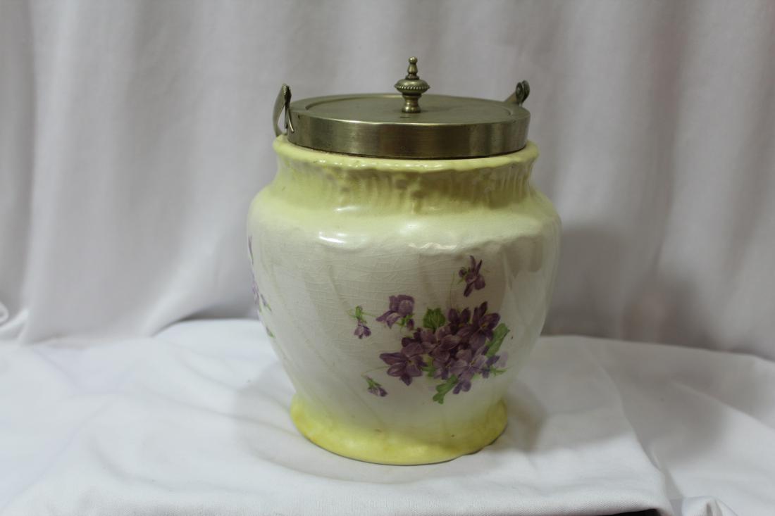 An Antique Biscuit Jar: 8" tall
