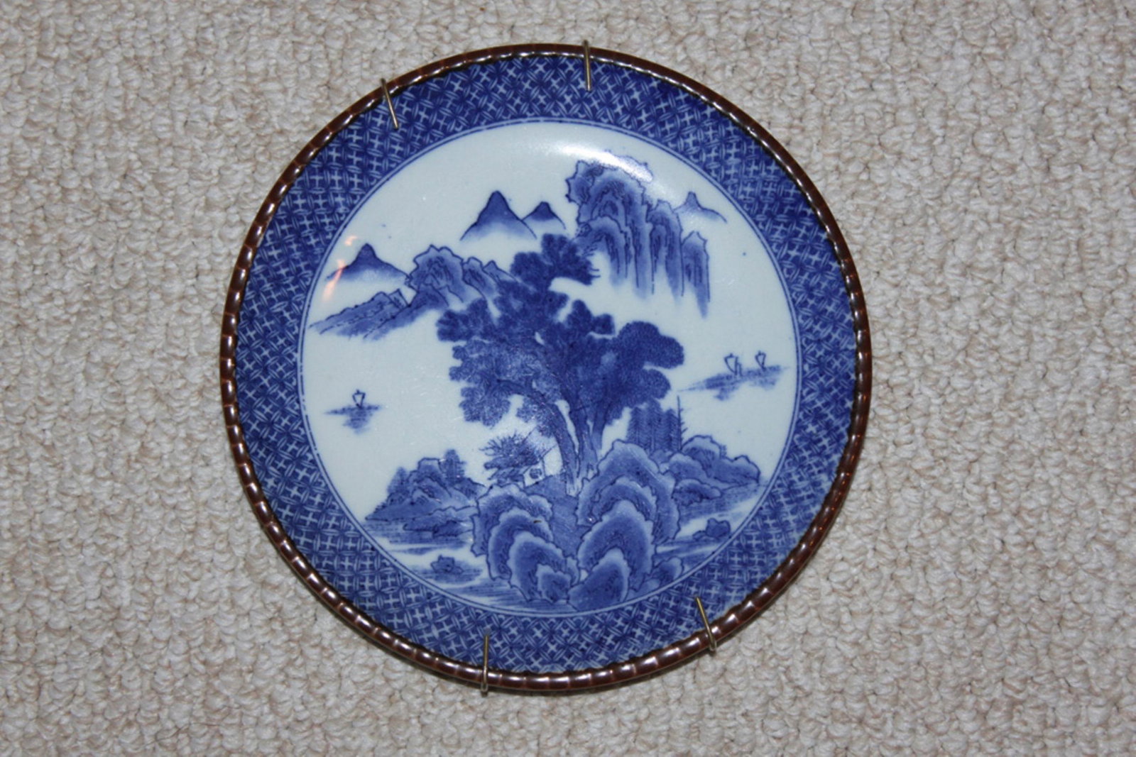 Antique Japanese Imari Blue and White Plate: 19th Century Edo Period. Measures 9 3/4" in diameter.