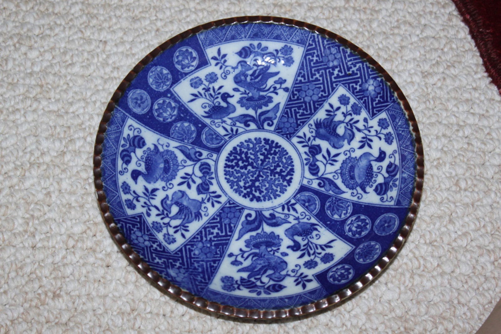 Antique Japanese Blue and White Imari Plate: Circa 19th century (Edo period). 9 1/2" in diameter.