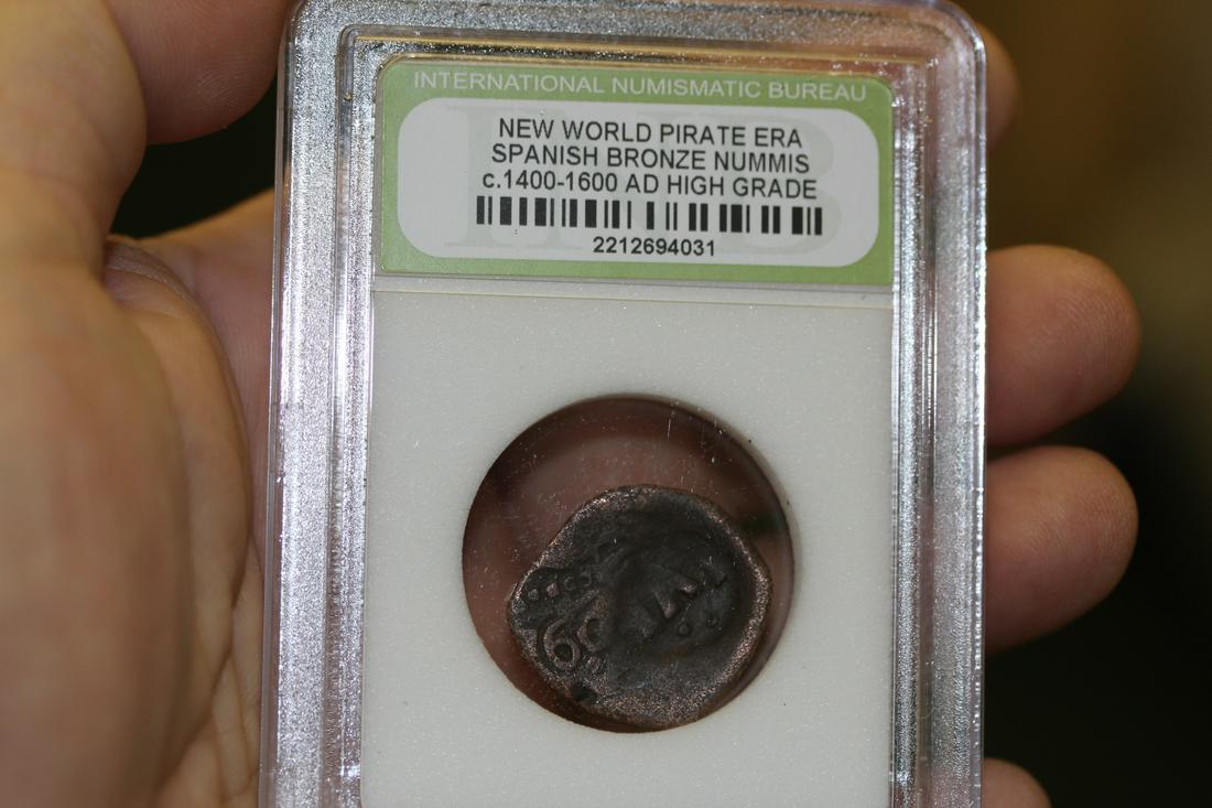 A Slabbed Spanish Bronze Nummis: high grade - new world pirate era