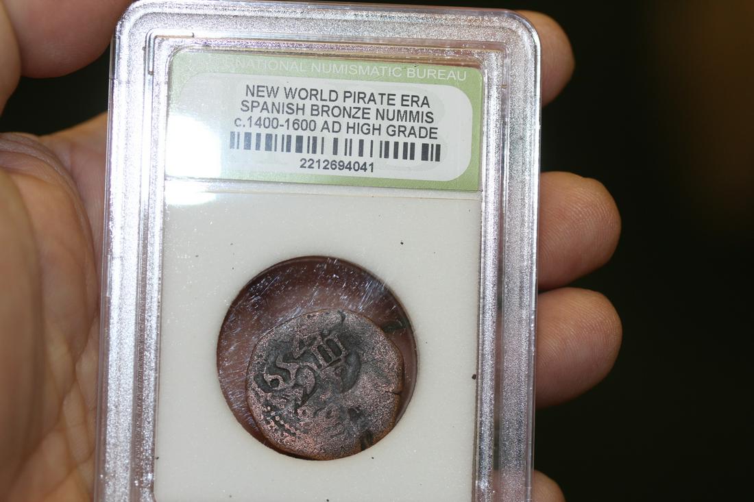 A Slabbed Spanish Bronze Nummis: high grade - new world pirate era