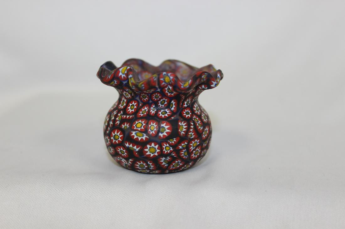 A Millefiori Italian Glass Toothpick Holder: as shown on photos