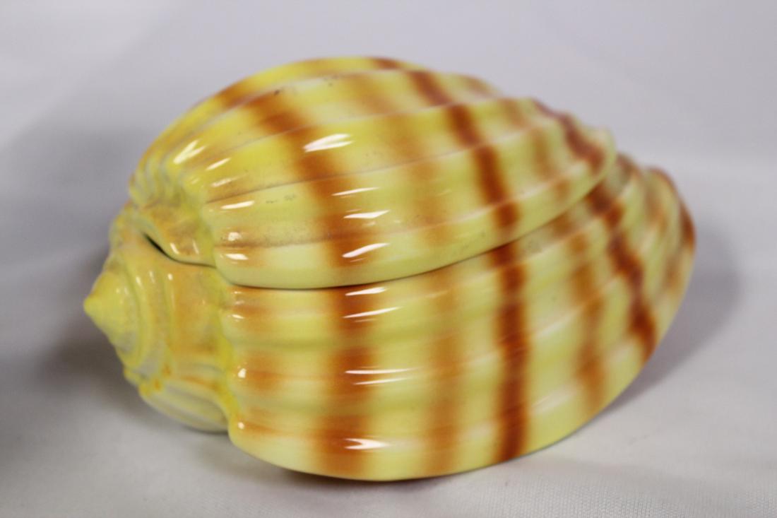 A Ceramic Shell Box: signed - 5 1/2" long