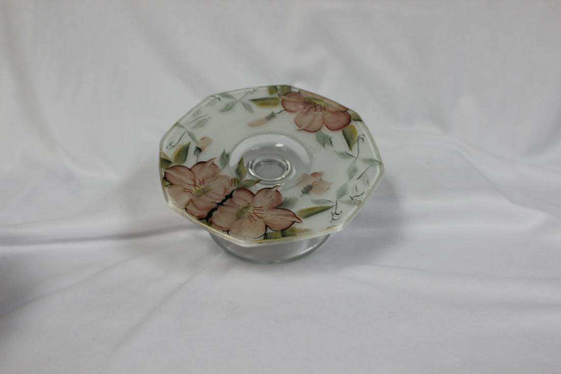 A Child's Cake Stand: handpainted - 5 3/8" in diameter