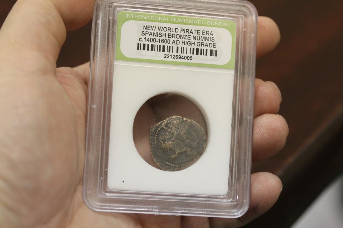 A Slabbed Spanish Bronze Nummis: high grade - new world pirate era