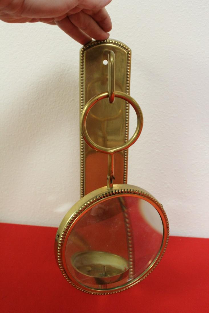 A Vintage Magnifier Candle Holder Wall Sconce: 14" tall