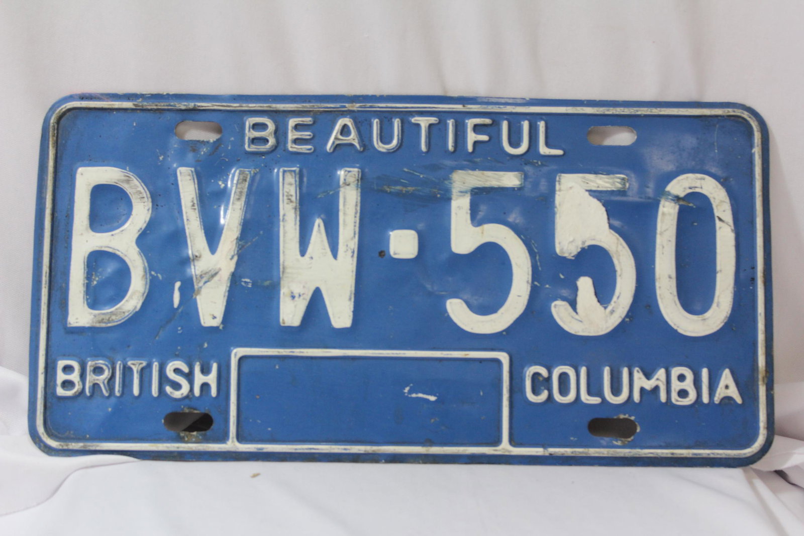 A Vintage British Columbia License Plate: as shown
