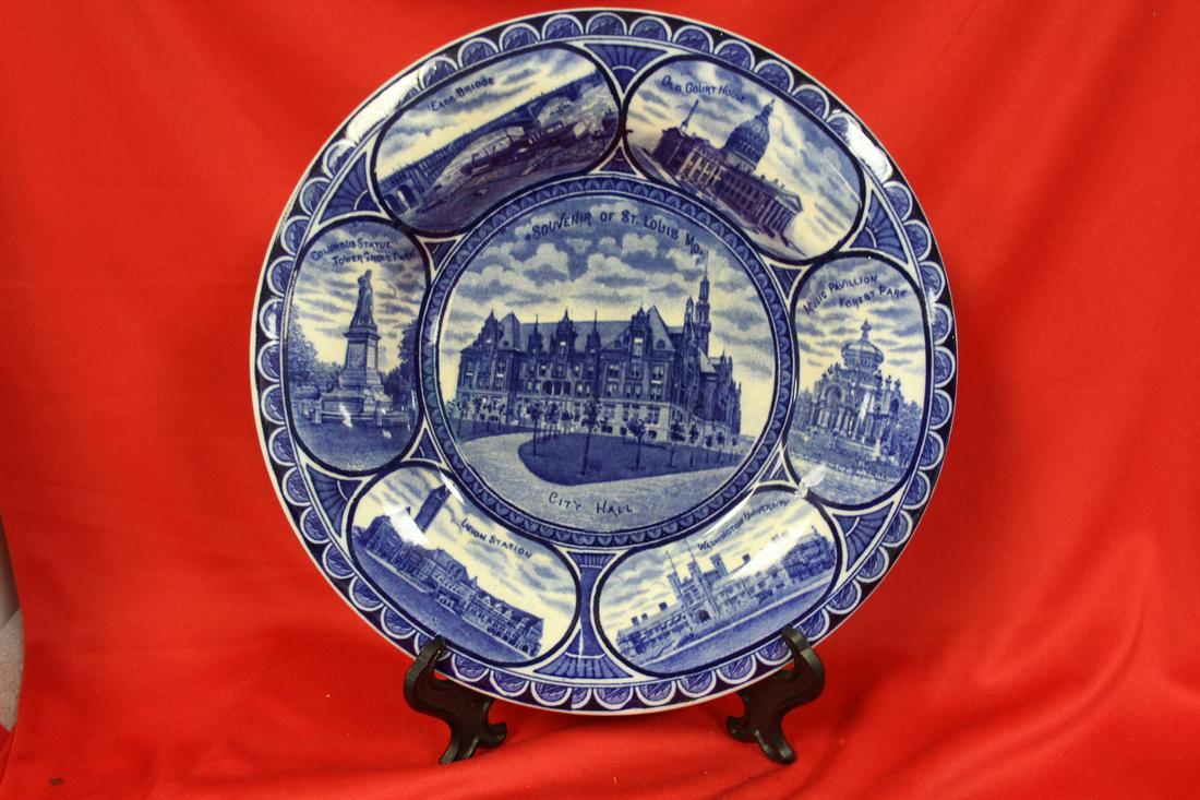 A Staffordhisre Flow Blue Plate: 10 inches in diameter