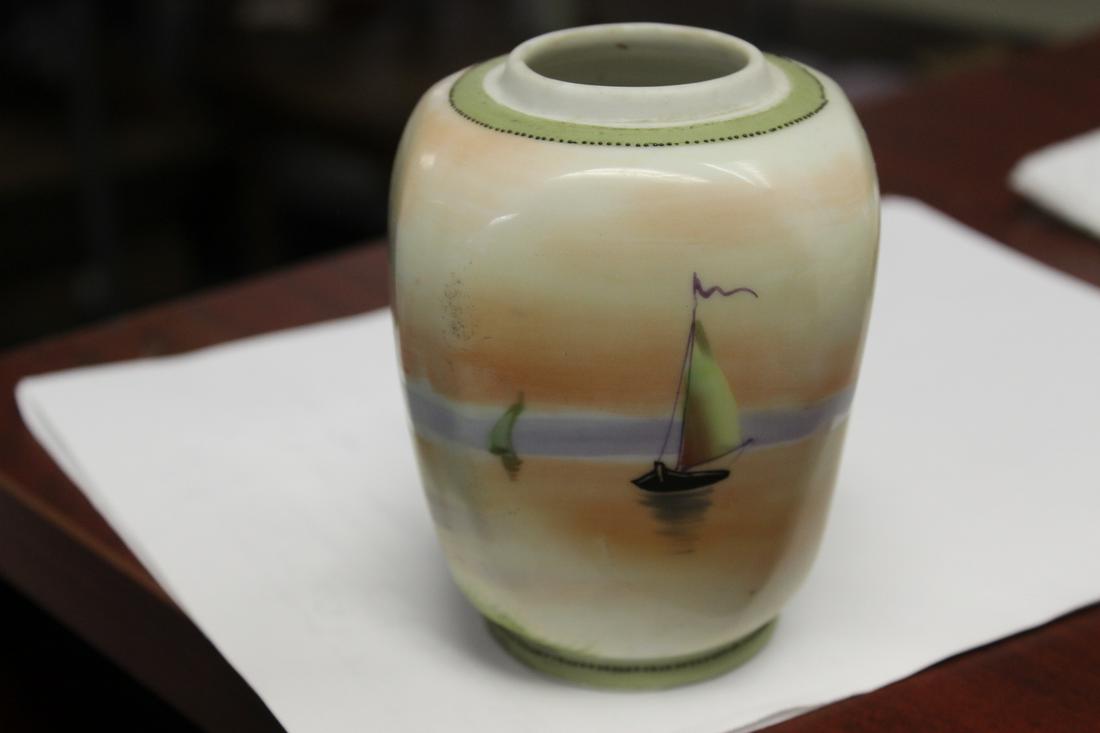 A Hand Painted Nippon Jar: 5" tall - no lid
