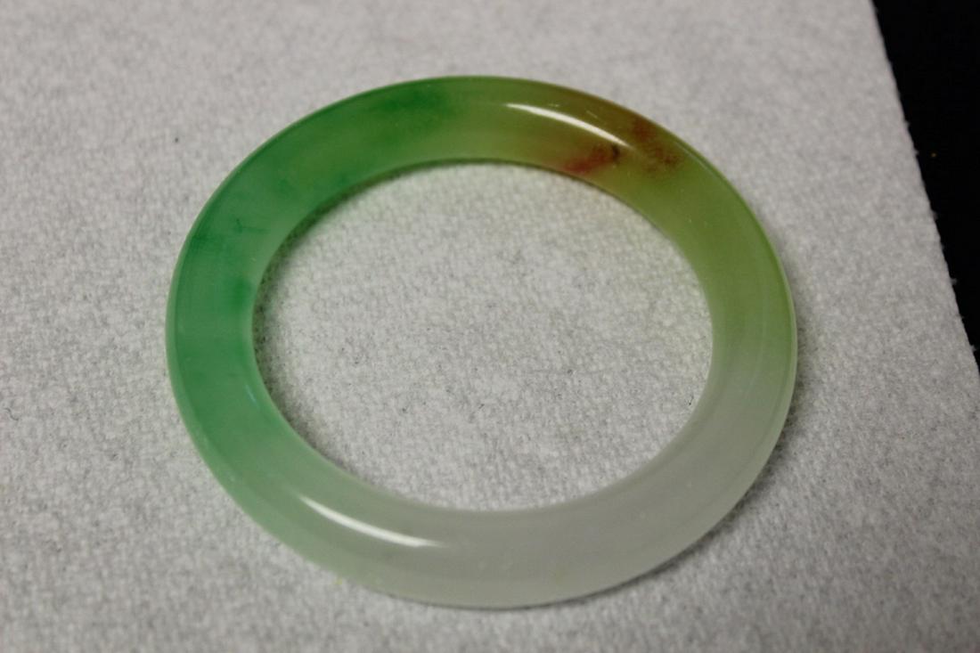 Tricolor Jadeite Bangle Bracelet: 2 3/8" inside diameter.