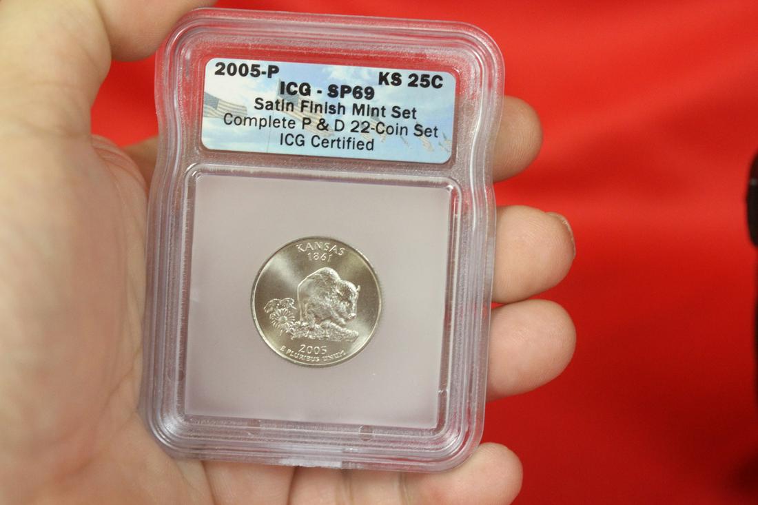 A Graded 2005-P Satin Finish Kansas Quarter: ICG SP69