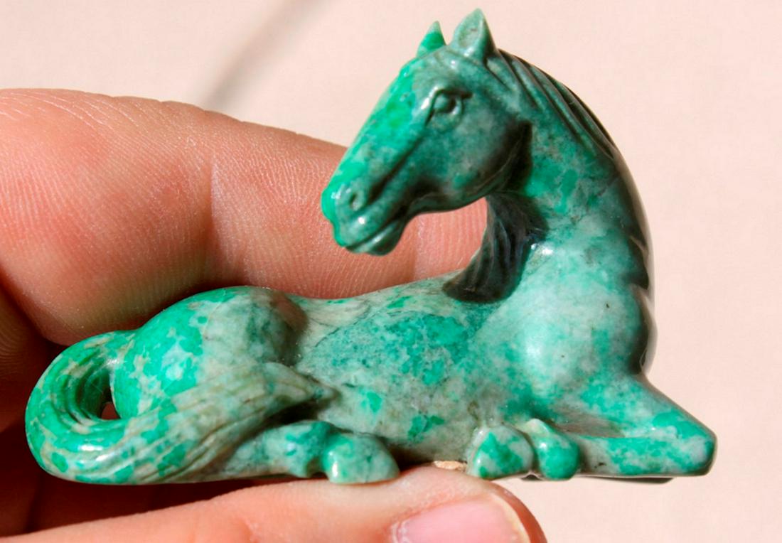 Jadeite Horse: 2 1/2" long.