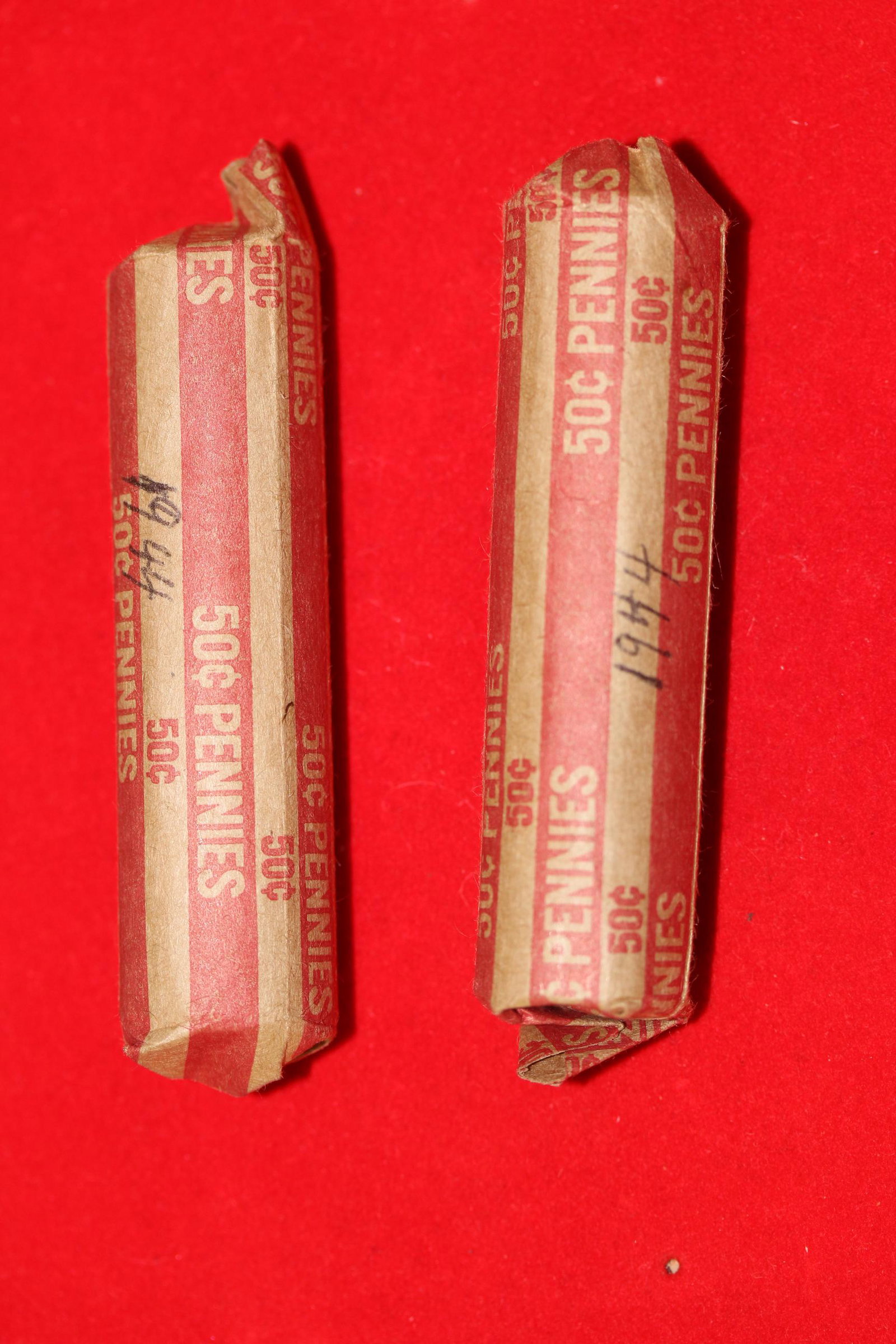 Two Rolls of Wheat Pennies: as shown