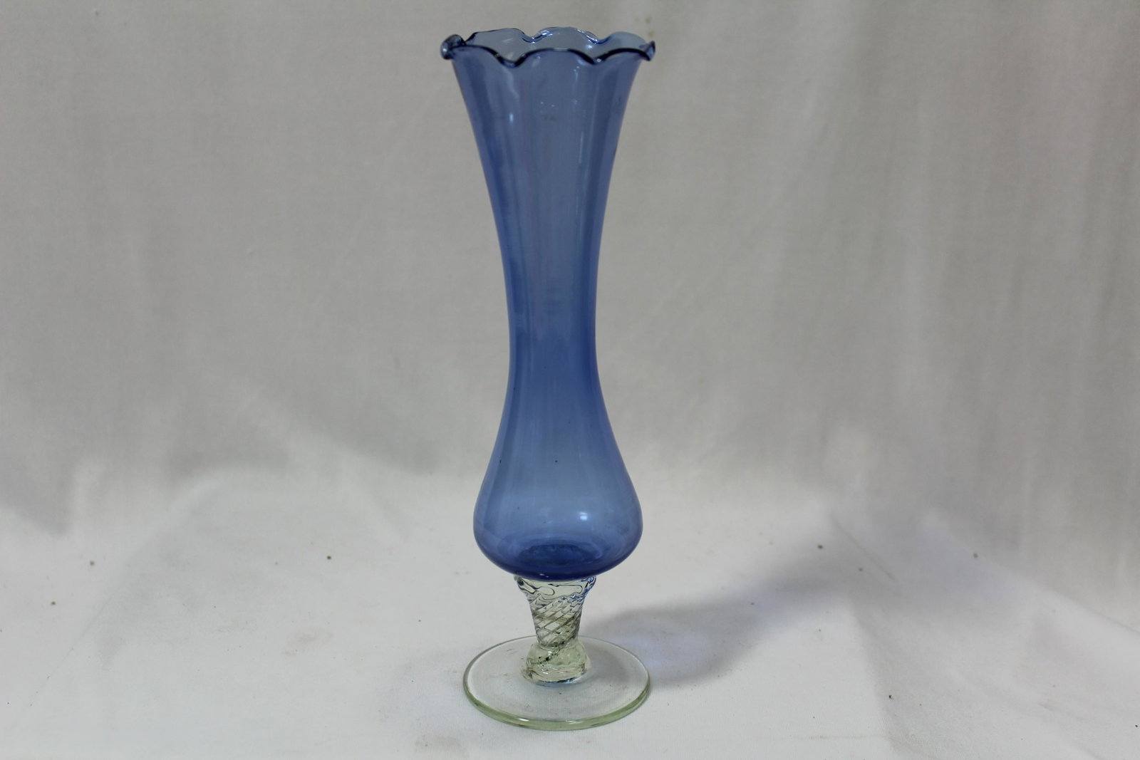 A Blue Glass Vase: 8" tall