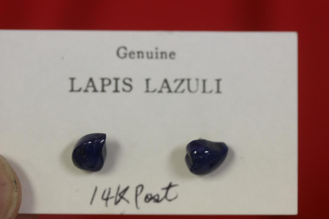 A 14Kt Gold and Lapis Lazuli Posted Earrings: as shown
