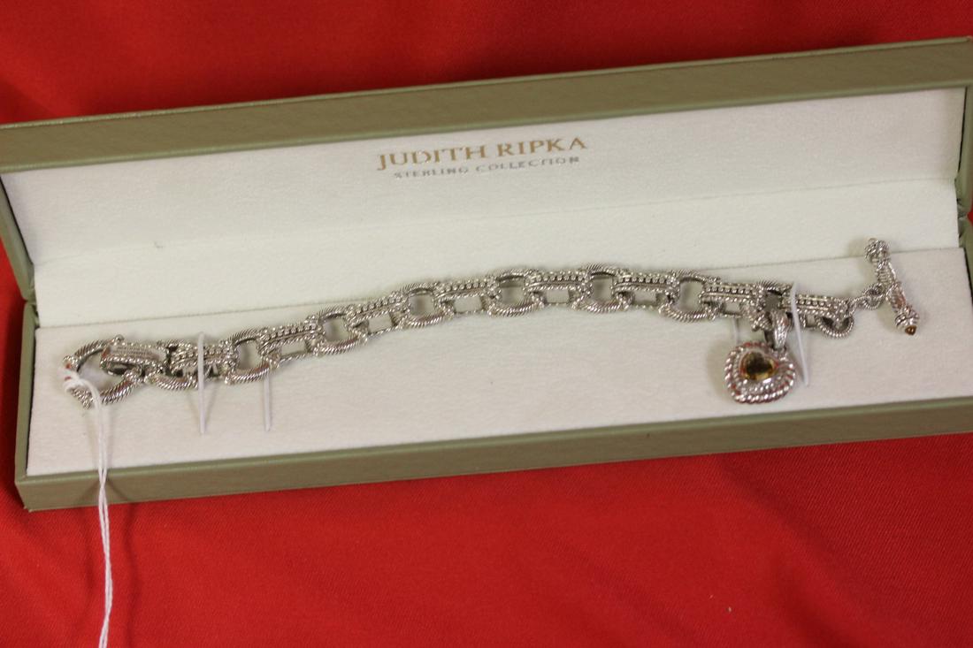 A Signed Judith Ripka Sterling Silver Bracelet: boxed - 8 1/2" long unclapsed