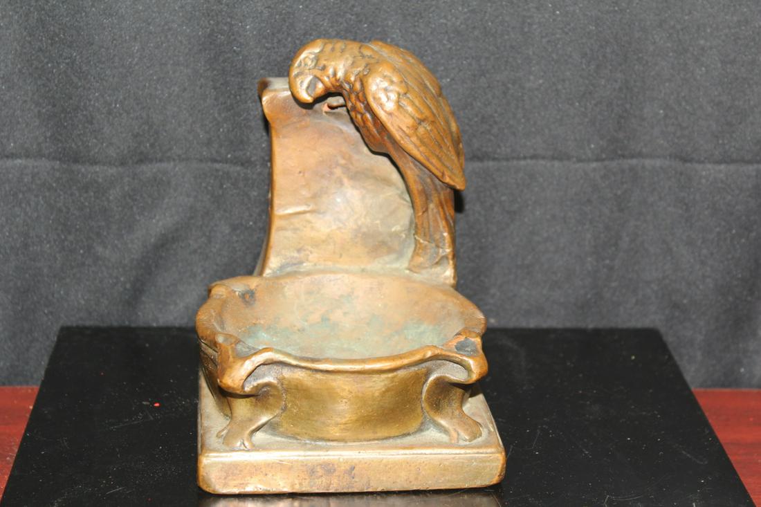 A Vintage Heavy Cold Bronze Ashtray: probably on plaster - 5 3/4" across - probably from the deco period