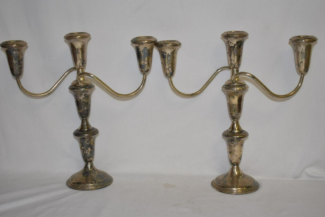 A Pair of Sterling Candelabra: needs polishing - 10 1/2" tall