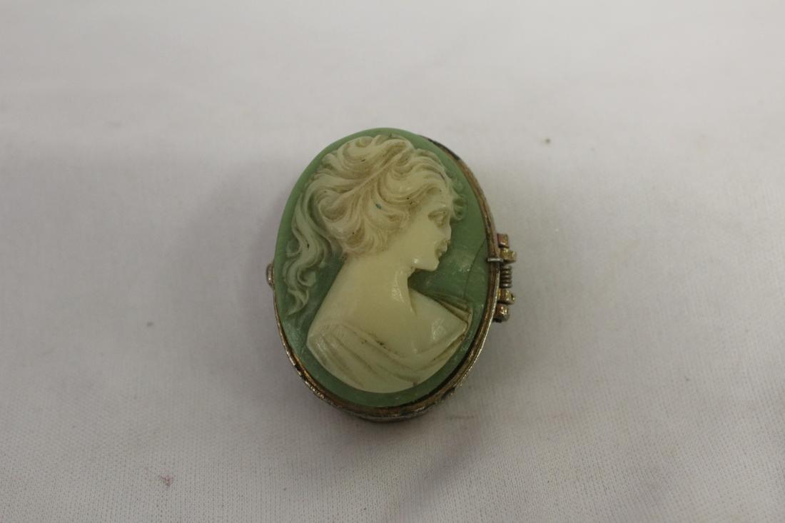 A Cameo Pill Box: 1 1/4" across