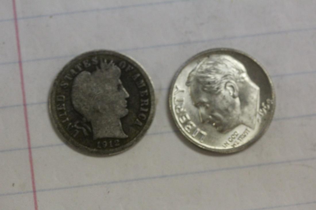 Lot of 2 90% Silver Dimes: as shown