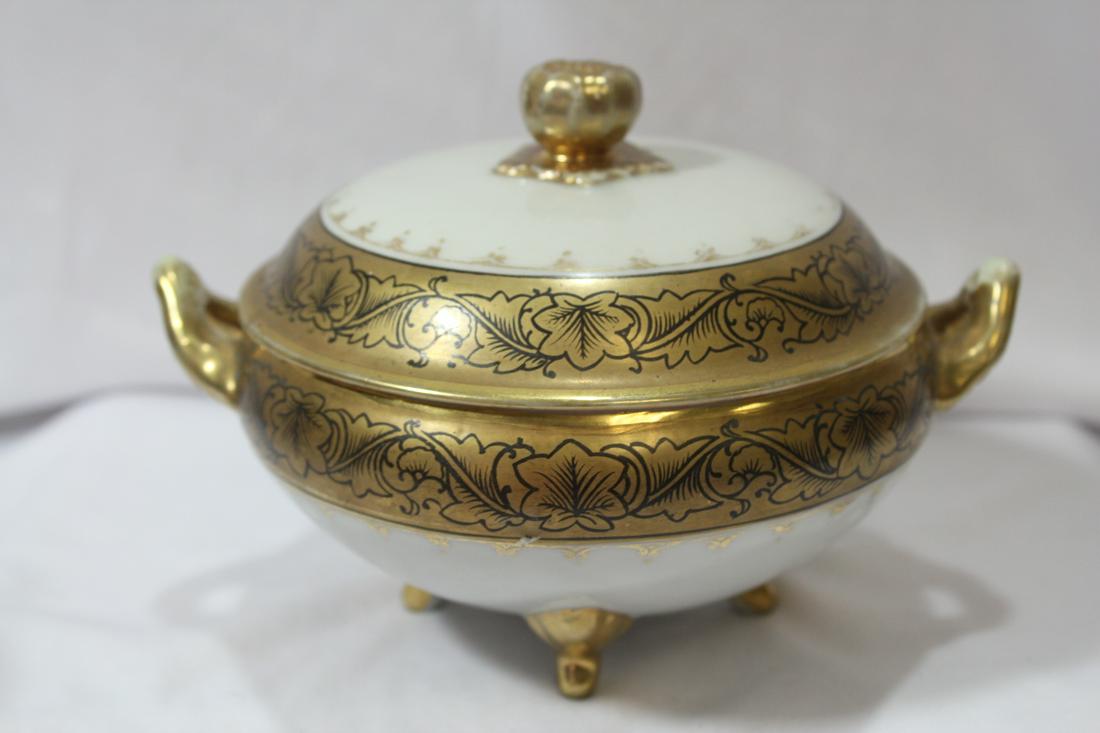 A Hand Painted Covered Taureen: Nippon - 7" across