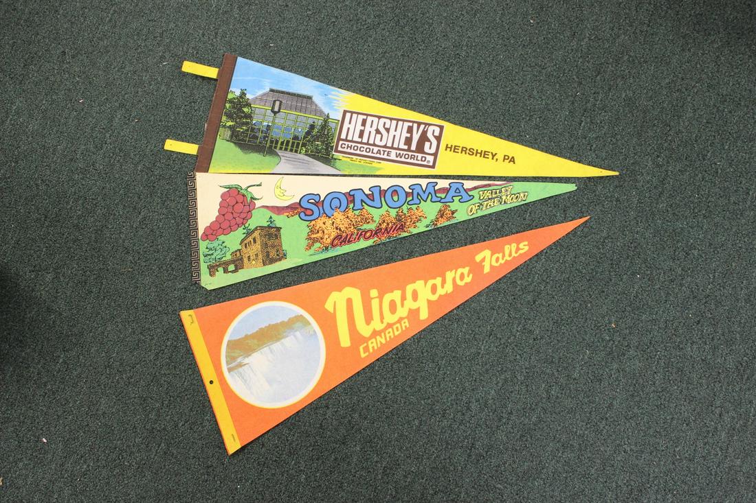 Lot of 3 Vintage Pennants: as shown on photos