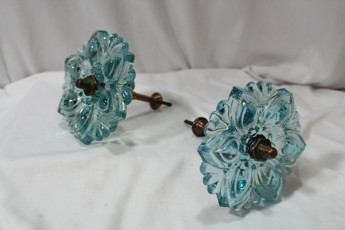 A Pair of Glass Knobs: 4 1/4" in diameter