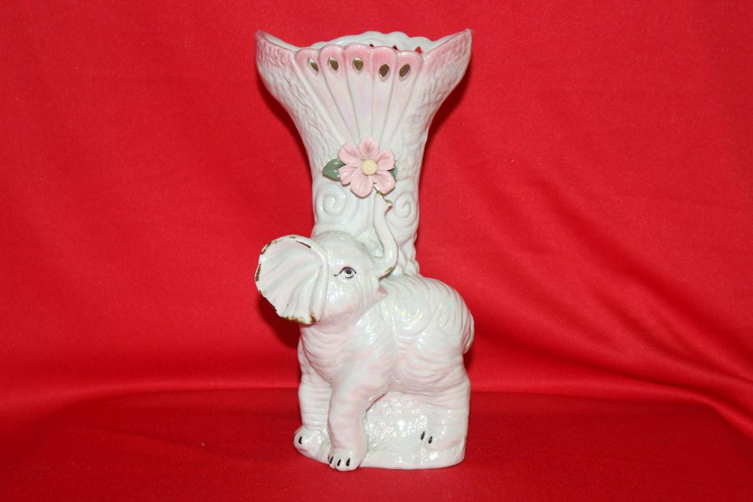 A Ceramic Vase: Elephant decoration - 8 1/8" tall